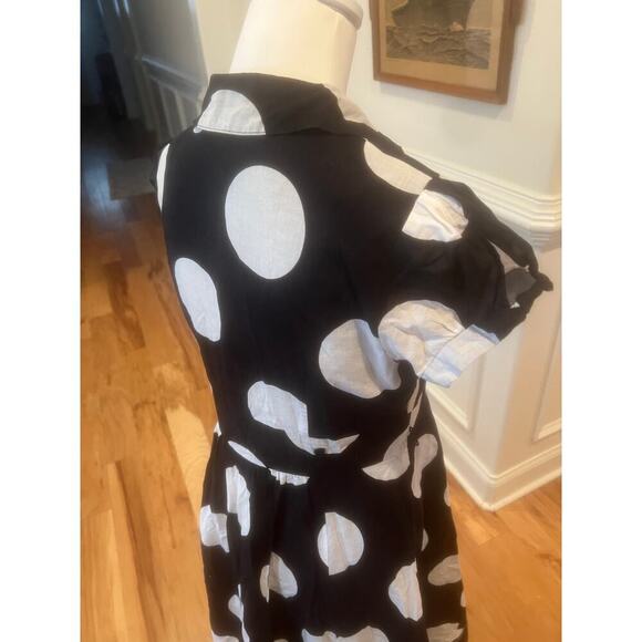 ROBBIE BEE PINUP MIDI BUTTON UP  POLKA DOT DRESS WOMENS SIZE 8 - Picture 3 of 7